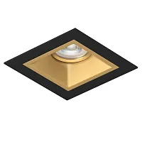 Светильник точечный Domino D51703GMOD Lightstar чёрный золотой на 1 лампу, основание чёрное золотое в стиле современный квадратный