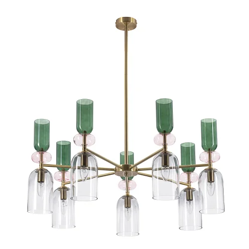 Люстра на штанге Tendy CL244171 Citilux прозрачная разноцветная на 7 ламп, основание латунь в стиле классический современный фото 2