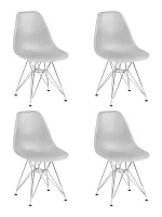 Стул обеденный набор 4 шт. SET-4 638APP-LMZL DSR, цвет сиденья светло-серый (GR-01), цвет основания хромированная сталь Dobrin, /полимер, ножки/металл/хром, размеры - *800***460*535