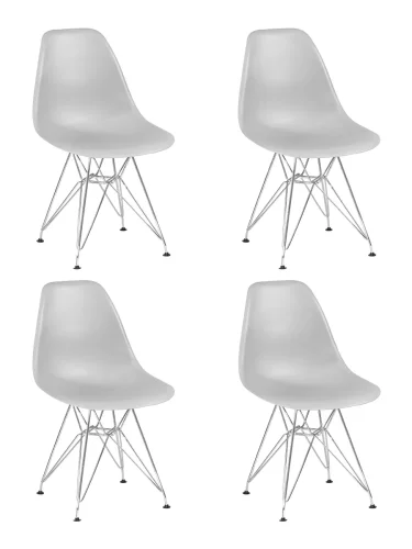 Стул обеденный набор 4 шт. SET-4 638APP-LMZL DSR, цвет сиденья светло-серый (GR-01), цвет основания хромированная сталь Dobrin, /полимер, ножки/металл/хром, размеры - *800***460*535 Стул обеденный набор 4 шт. SET-4 638APP-LMZL DSR, цвет сиденья светло-серый (GR-01), цвет основания хромированная сталь Dobrin, /полимер, ножки/металл/хром, размеры - *800***460*535