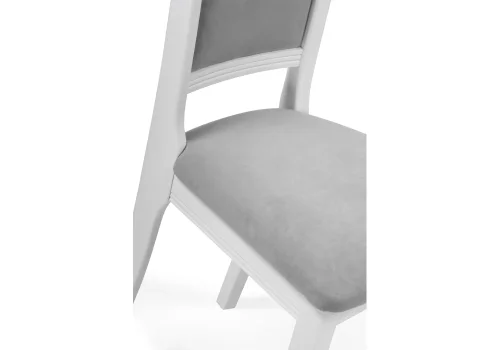 Деревянный стул Корнелл серый велюр / белый 515974 Woodville, серый/велюр, ножки/массив бука/белый, размеры - ****460*520 фото 6