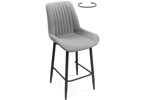 Полубарный стул Седа К крутящийся светло-серый / черный 517144 Woodville, серый/велюр, ножки/металл/чёрный, размеры - ****500*580 фото 9