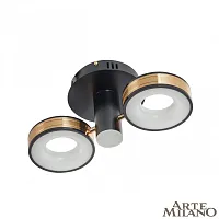 Люстра потолочная LED Ferrara-71040 271040/2R BK/GD Arte Milano белая на 1 лампу, основание чёрное в стиле современный хай-тек 