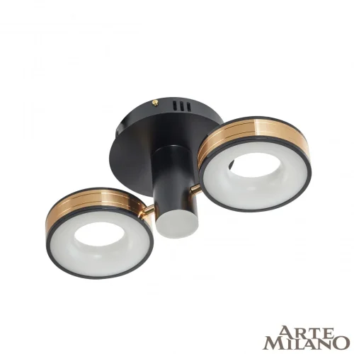 Люстра потолочная LED Ferrara-71040 271040/2R BK/GD Arte Milano белая на 1 лампу, основание чёрное в стиле современный хай-тек 
