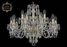 Люстра подвесная хрустальная 11.24.10+5.220.Gd.V0300 Bohemia Art Classic прозрачная на 15 ламп, основание золотое в стиле классический 