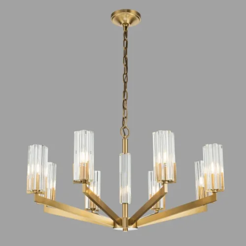 Люстра подвесная Malone 6035-8 BR CL Belfast прозрачная на 8 ламп, основание латунь в стиле современный фото 3 Люстра подвесная Malone 6035-8 BR CL Belfast прозрачная на 8 ламп, основание латунь в стиле современный фото 3