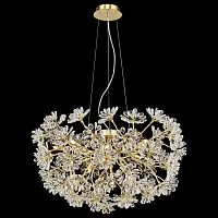 Люстра подвесная Darleen WE191.13.303 Wertmark прозрачная на 13 ламп, основание золотое в стиле флористика классический 