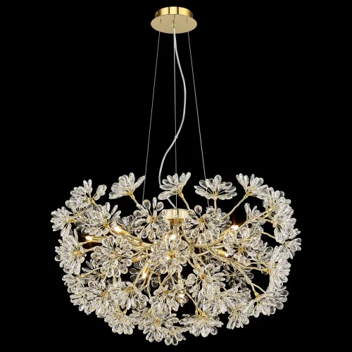 Люстра подвесная Darleen WE191.13.303 Wertmark прозрачная на 13 ламп, основание золотое в стиле флористика классический 