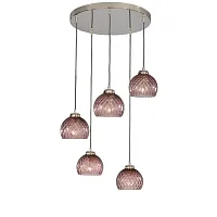 Светильник подвесной L 10006/5 Reccagni Angelo фиолетовый 5 ламп, основание никель в стиле классический современный выдувное