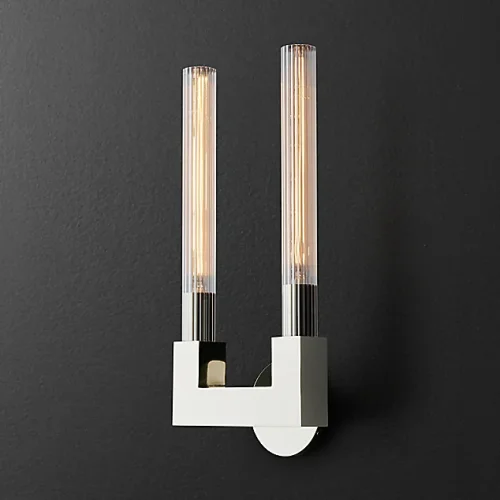 Бра RH CANELLE wall lamp DOUBLE Sconces chrome 147231-22 ImperiumLoft прозрачный на 2 лампы, основание никель в стиле современный 