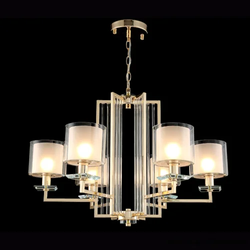 Люстра подвесная NICOLAS SP-PL6 GOLD/WHITE Crystal Lux белая на 6 ламп, основание золотое в стиле современный фото 3