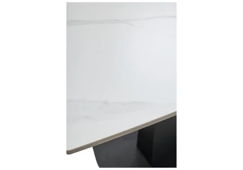 Керамический стол Balde 140 matt white marble solid ceramic / black 593885 Woodville столешница белая из керамика фото 11
