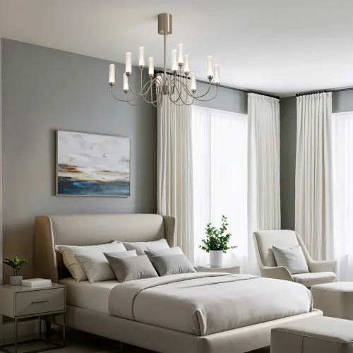 Люстра потолочная LED Alias FR2050CL-L36N Freya прозрачная на 1 лампу, основание никель в стиле классический американский фото 2