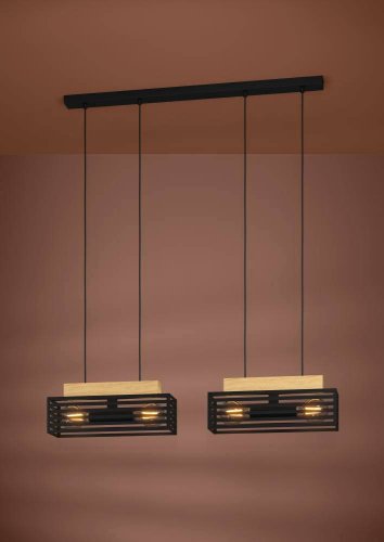 Светильник подвесной Cidraz 390164 Eglo коричневый чёрный 4 лампы, основание чёрное в стиле лофт современный  фото 2