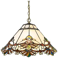 Люстра подвесная Тиффани 863-806-02 Velante разноцветная на 2 лампы, основание бронзовое коричневое в стиле тиффани орнамент
