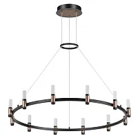 Люстра подвесная LED Candel 5009/48L Odeon Light белая на 1 лампа, основание чёрное в стиле современный кольца
