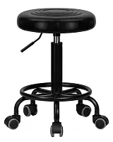 Табурет мастера 3051_BlackBase-LM BILLY BLACK, цвет сиденья чёрный, цвет основания чёрный Dobrin, /экокожа, ножки//, размеры - 480*630***370*370