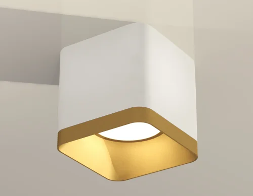 Светильник накладной XS7805004 Ambrella light золотой белый 1 лампа, основание белое в стиле хай-тек современный квадратный фото 4
