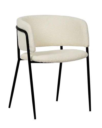 Кресло Нэлли, белый УТ000035984 Stool Group, белый/ткань, ножки/металл/чёрный, размеры - ****510*570