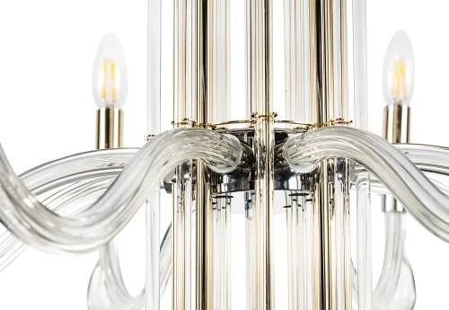 Люстра подвесная AURELIO SP8 GOLD+CHROME/TRANSPARENT Crystal Lux без плафона на 8 ламп, основание хром в стиле арт-деко фото 4