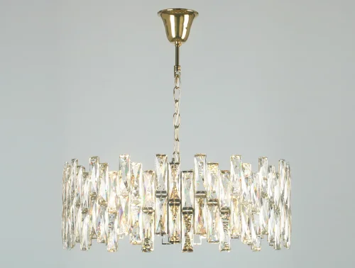 Люстра подвесная 10123+5/C gold Newport прозрачная на 8 ламп, основание золотое в стиле американский современный 