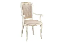 Деревянный стул Клето патина золото / ромб 431002 Woodville, бежевый/ткань, ножки/массив бука/белый, размеры - ****490*550