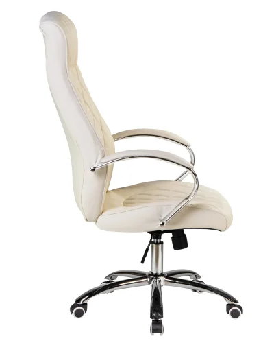 Офисное кресло для руководителей 117B-LMR BENJAMIN, цвет кремовый Dobrin, кремовый/экокожа, ножки/металл/хром, размеры - 1200*1270***670*670 фото 3