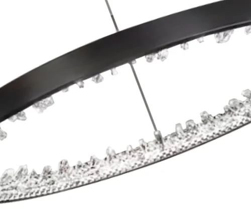 Люстра подвесная LED Рами 07668-80,19 Kink Light чёрная прозрачная на 1 лампу, основание чёрное в стиле современный кольца фото 2