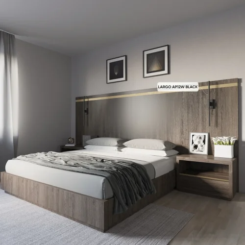 Бра с выключателем LARGO AP12W BLACK Crystal Lux чёрный на 2 лампы, основание чёрное в стиле минимализм хай-тек фото 6