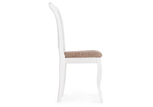 Деревянный стул Виньетта белый / лайн белый люкс 505470 Woodville, коричневый/ткань, ножки/массив березы дерево/белый, размеры - ****430*550 фото 3