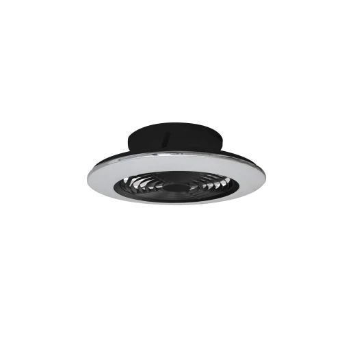 Люстра с вентилятором LED с пультом Alisio 7495 Mantra белая на 1 лампа, основание чёрное в стиле современный хай-тек с пультом