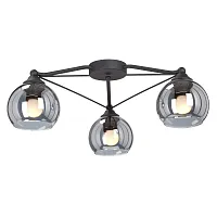 Люстра потолочная V4703-1/3PL Vitaluce серая чёрная на 3 лампы, основание чёрное в стиле арт-деко 