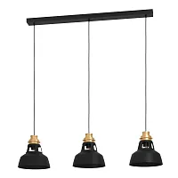Светильник подвесной Estepona 390231 Eglo чёрный 3 лампы, основание чёрное в стиле лофт современный 