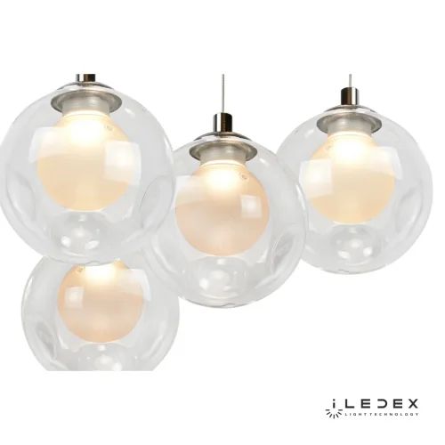 Светильник подвесной LED Epical C4492-5R CR iLedex прозрачный 1 лампа, основание хром в стиле современный хай-тек каскад шар фото 4