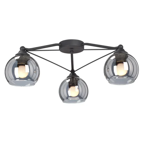 Люстра потолочная V4703-1/3PL Vitaluce серая чёрная на 3 лампы, основание чёрное в стиле арт-деко 