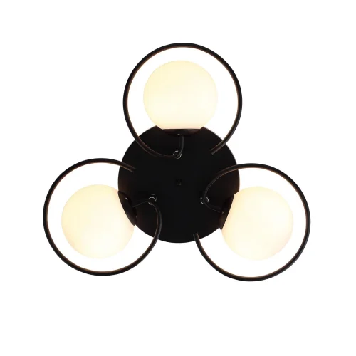 Люстра потолочная Galio SL418.402.03 Evoluce белая на 3 лампы, основание чёрное в стиле современный шар фото 3
