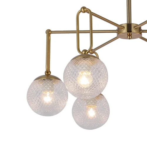 Люстра потолочная Showy 2978-6P F-promo прозрачная на 6 ламп, основание латунь в стиле модерн шар фото 3