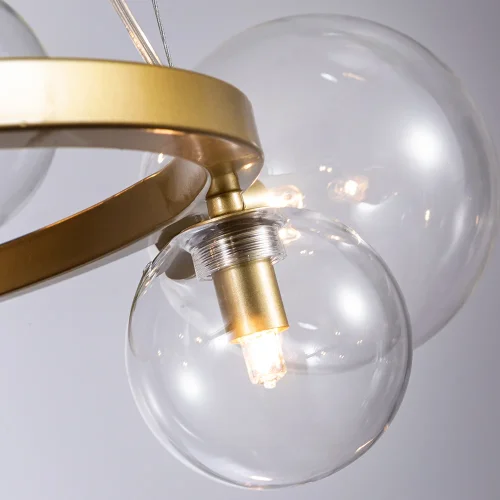 Люстра подвесная Vincent A7790SP-10GO Arte Lamp прозрачная на 10 ламп, основание золотое в стиле модерн шар фото 2