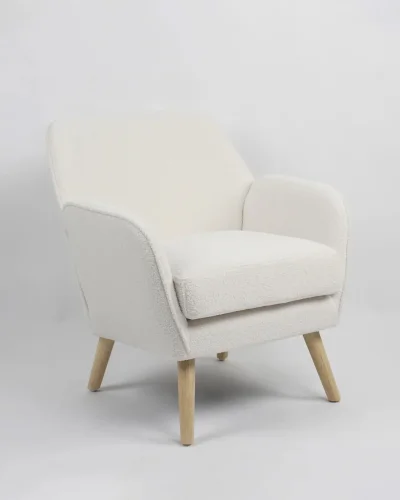 Кресло Ричи тедди белый УТ000037097 Stool Group, белый/ткань, ножки/дерево/бежевый коричневый, размеры - *770***680*790мм