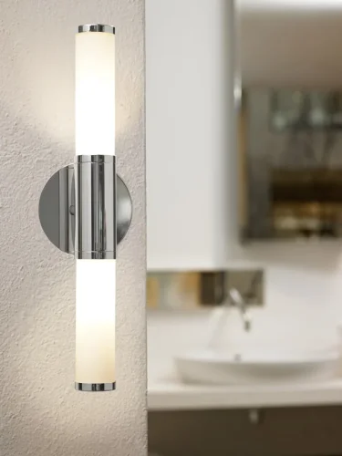 Светильник для ванной PALMERA 87219 Eglo белый на 2 лампы, основание серое хром в стиле современный  фото 3