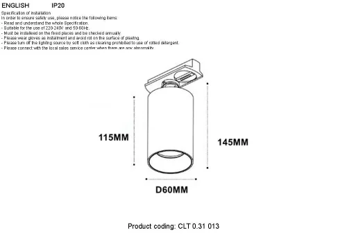 Трековый светильник однофазный CLT 0.31 013 BL-BL Crystal Lux чёрный для шинопроводов серии Clt 0.31 чёрный фото 2