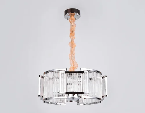 Люстра подвесная Traditional TR5366 Ambrella light прозрачная на 6 ламп, основание хром в стиле классика  фото 6
