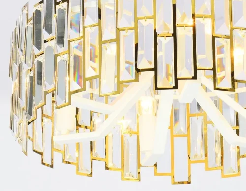 Люстра потолочная Traditional TR5051 Ambrella light прозрачная на 6 ламп, основание белое золотое в стиле арт-деко  фото 3