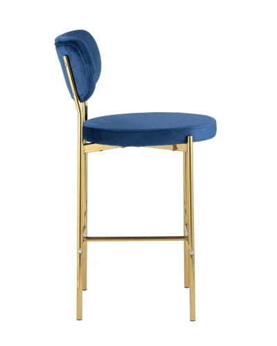 Cтул полубарный Барбара, велюр синий, золотые ножки УТ000028063 Stool Group, синий/велюр, ножки/металл/золотой, размеры - ****485*535 фото 2
