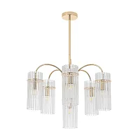 Люстра на штанге Opulenta 8413/6 Lumion прозрачная на 6 ламп, основание золотое в стиле классический 