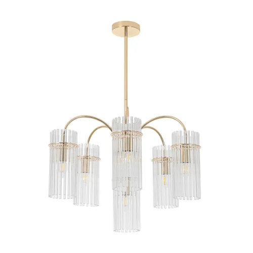 Люстра на штанге Opulenta 8413/6 Lumion прозрачная на 6 ламп, основание золотое в стиле классический 