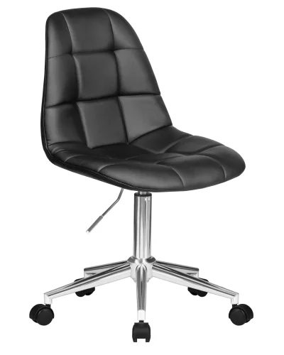 Офисное кресло набор 2 шт. SET-2 9800-LM MONTY, цвет чёрный Dobrin, /экокожа, ножки/металл/хром, размеры - 820*930***620*620 фото 3