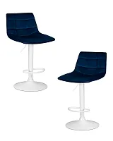 Стул барный набор 2 шт. SET-2 5017_WhiteBase-LM TAILOR WHITE, цвет сиденья синий велюр (MJ9-117), цвет основания белый Dobrin, /велюр, ножки/металл/белый, размеры - 920*1130***470*490 Стул барный набор 2 шт. SET-2 5017_WhiteBase-LM TAILOR WHITE, цвет сиденья синий велюр (MJ9-117), цвет основания белый Dobrin, /велюр, ножки/металл/белый, размеры - 920*1130***470*490