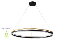 Люстра подвесная LED с пультом FERNANDO SP88W LED D1000 BLACK/GOLD Crystal Lux золотая чёрная на 1 лампа, основание чёрное в стиле современный с пультом кольца