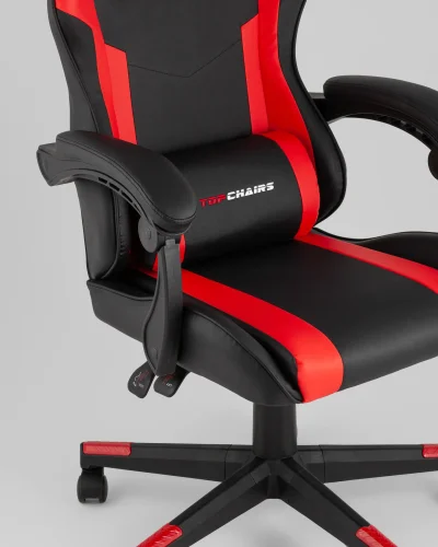 Кресло спортивное TopChairs Commander, черно-красный УТ000039477 Stool Group, красный чёрный/экокожа, ножки/полимер/чёрный, размеры - 1170*1270***710*710 фото 9